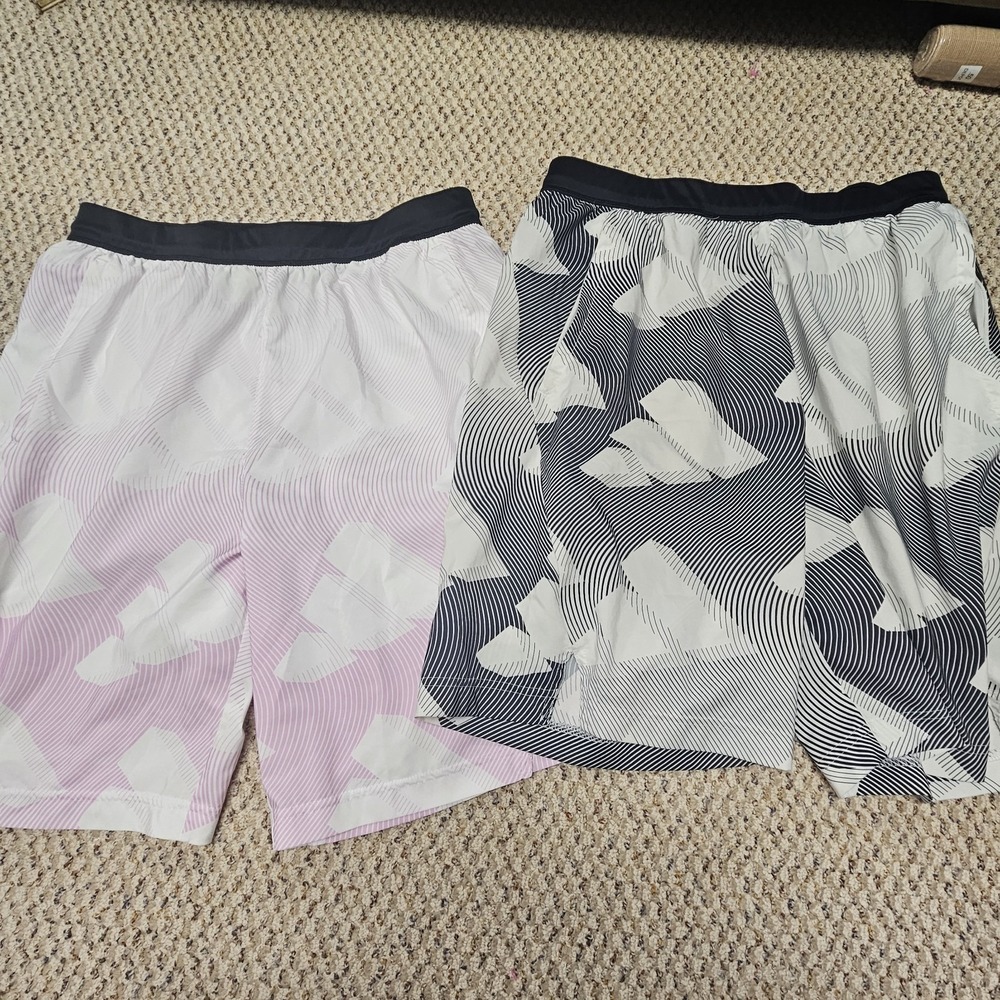 Lot of 2 - Adidas Athletic Shorts Mens White & Black & Pink